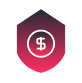 Ícone de um escudo com uma moeda no centro